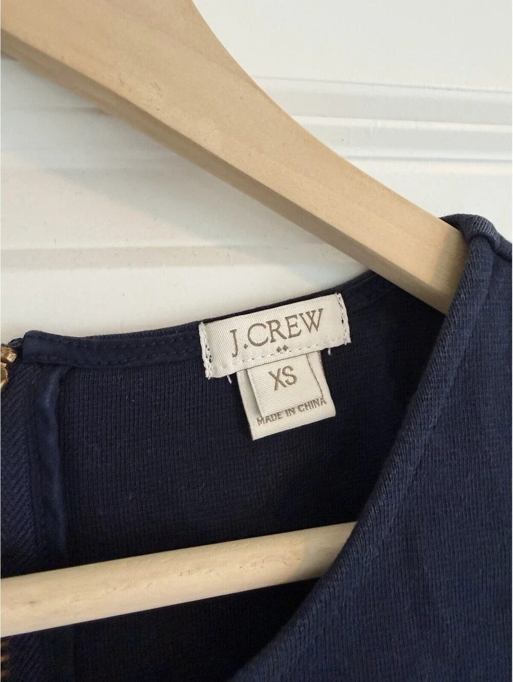 J.Crew Navy Peplum Sleeveless Top with Gold Zip Size XS Chic Preppy Classic